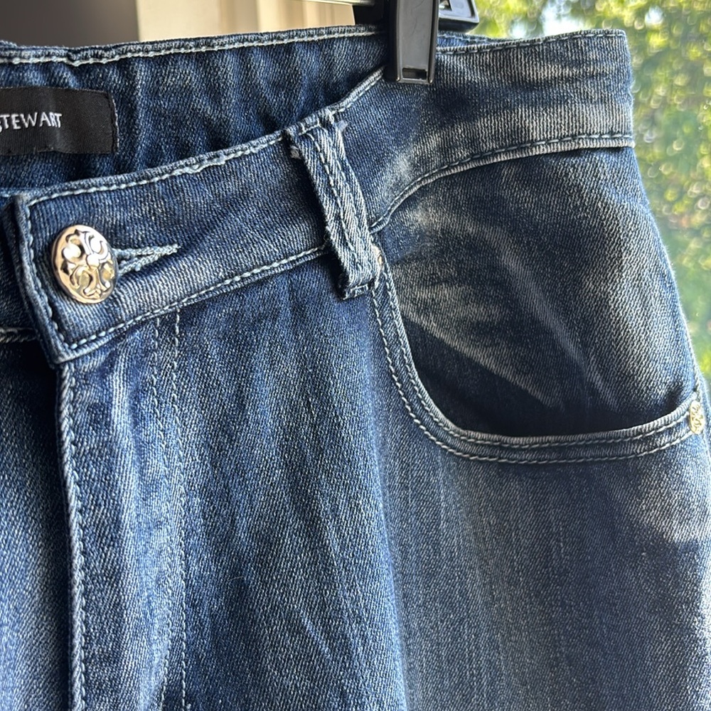 Ashley Stewart Western / Aztec embroidered intentionally weathered jeans - Picture 9 of 16